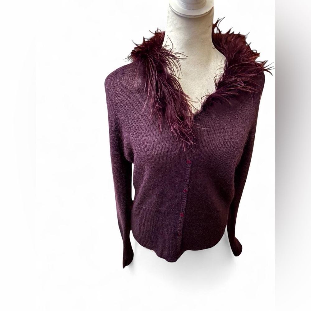 Rene Derthy Vintage Purple ostrich feather cardigan
